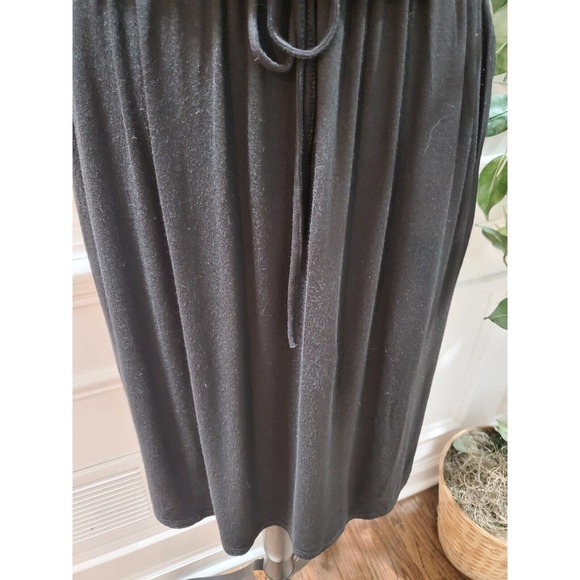 Simier Fariry Women Black Rayon Round Neck Short Sleeve Knee Length Dress Size L - Picture 3 of 11